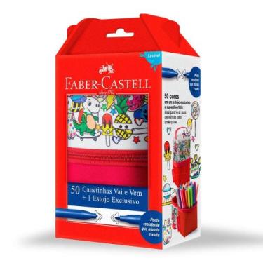 Imagem de Canetinha Vai E Vem 50 Cores Com Estojo Exclusivo Faber Castell