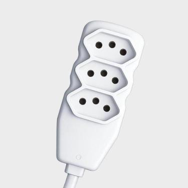 Imagem de Extensão Elétrica para Tv Ventilador Cafeteira 90 Graus 3 Tomadas 10 A
