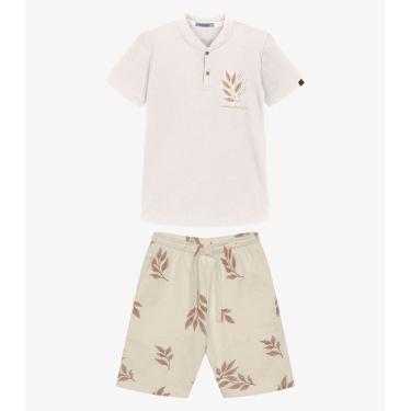Imagem de Conjunto Infantil Camiseta Com Bermuda Trick Nick Bege