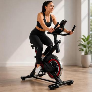 Imagem de Bicicleta Ergométrica Spinning Indoor c/ Monitor LCD e Suporte Celular