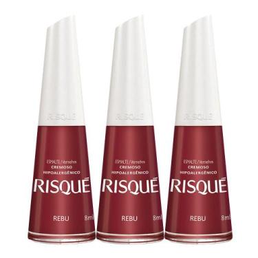 Imagem de Kit 3 Esmalte Risqué Vermelho Cremoso Rebu 8ml
