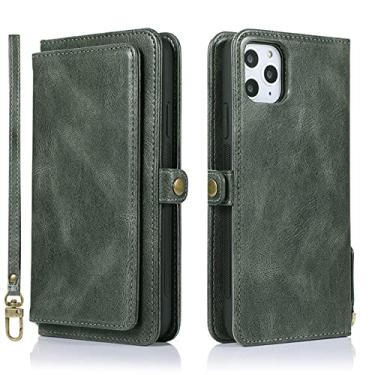 Imagem de Capa tipo carteira flip para iPhone 13 12 Mini 11 Pro Max Capa de couro magnético para iPhone XS Max XR X 6 6s 7 8 Plus SE, verde, para iPhone 7plus