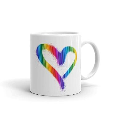 Imagem de LGBT Rainbow Spray Paint gay Pride Transgênero Coração Love Caneca