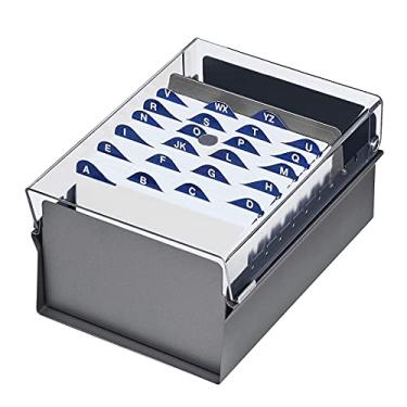 Imagem de Acrimet Fichário de Mesa para Fichas Tamanho 4x6, Base em Metal Grafite com Tampa Cristal, Índice AZ Incluso, 922.3