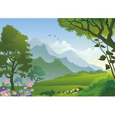 Imagem de Yeele 2,4 x 1,8 m Desenho Primavera Natureza Fundo de Fadas Floresta com Flores Paisagem Natural Phtography Background Banner Festa de Aniversário Bebê Jogo Infantil Foto Studio Adereços