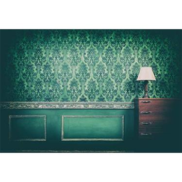 Imagem de Yeele Pano de fundo interior de quarto vintage de 2,7 x 1,8 m para fotografia verde antigo rococo velho fundo de parede infantil adulto cabine de fotos adereços de estúdio de vinil