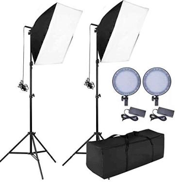 Imagem de Kit Iluminação Luz Contínua Softbox com Led Circular 45W Dimmer para Estúdio (Bivolt)