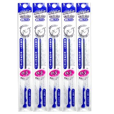 Imagem de Refil de caneta de tinta de gel Pilot Hi-Tec-C Coleto 0,5 mm, 5 conjuntos de azul (importação japonesa)