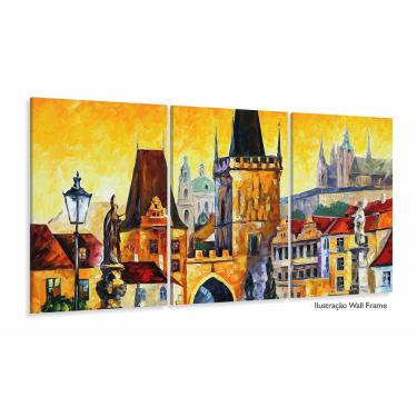 Imagem de Quadro Decorativo estilo Pintura a óleo Casas 3 peças