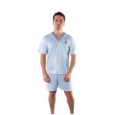 Imagem de Pijama Adulto Curto Com Manga Linha Masculino  Bordado