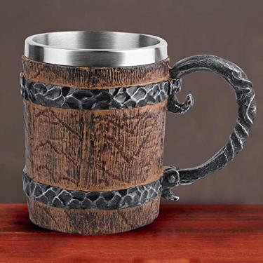 Imagem de caneca de cerveja de madeira,Caneca de barril de carvalho, copo vintage viking feito à mão, copo de água personalizado para decoração de cozinha de bar, restaurante, caneca de barril de carvalho, caneca de cerveja de madeira, StaResin vintage viking