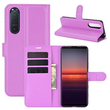 Imagem de HONGYAN Capa de telefone Para Sony Xperia 5 II Litchi textura Horizontal Virar Case de proteção com Holder & cartão Slots & carteira Capa protetora