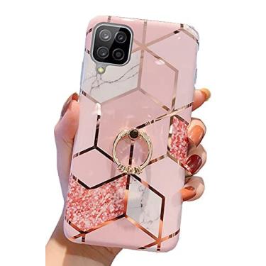 Imagem de Qokey Capa compatível com Samsung Galaxy A12, linda para mulheres e meninas com anel giratório de 360 graus, capa à prova de choque de TPU macio projetada para Galaxy A12 6,5 polegadas lançado em 2020