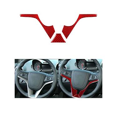 Imagem de JEZOE Adesivos de fibra de carbono vermelho acessórios do interior do carro, para Chevrolet Sonic 2012-2016 (com janelas elétricas, sem tela MYLINK 7")