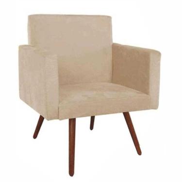Imagem de Poltrona Para Sala Nina Pés Palito Suede Bege