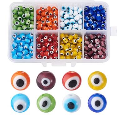 Imagem de Cheriswelry 480 pçs/caixa 6 mm sortido olho turco lampwork contas de vidro multicoloridas redondo olho de monstro bola grossa artesanato espaçadores para pulseiras faça você mesmo brincos colar fabricação de joias