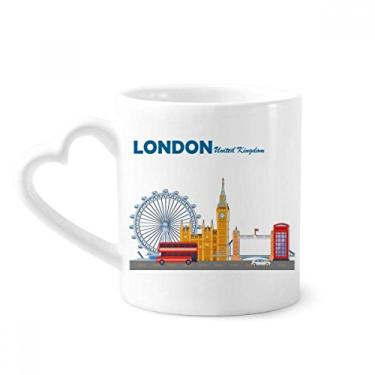 Imagem de London Eye Caneca de grafite Ônibus de dois andares Caneca de café cerâmica copo de coração de vidro