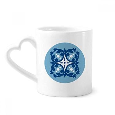 Imagem de Caneca de ilustração decorativa de flor Talavera azul café cerâmica copo de coração de vidro