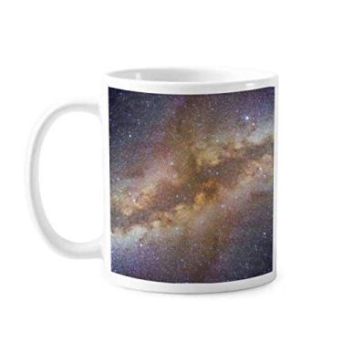 Imagem de Caneca com estampa de ilustração do universo da galáxia amarela cerâmica xícara de porcelana de café louça