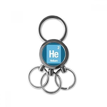Imagem de He Helium Checal Element Science Aço Inoxidável Metal Chaveiro Chaveiro Carro Chaveiro Clipe Presente, Multicolorido.
