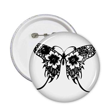 Imagem de Borboleta estilo chinês com asas florais alfinetes emblema botão decoração acessório 5 peças