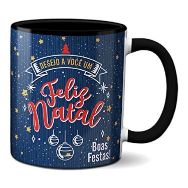 Imagem de Caneca Fofa Desejo A Você Um Feliz Natal Boas Festas (Preta)