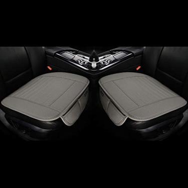 Imagem de EDEALYN Capas de assento automotivo universal Capas de assento de couro PU Capa de assento de carro inferior do interior do carro 2 PCS (cinza)
