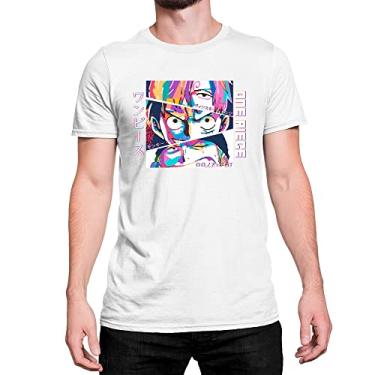 Imagem de Camiseta T-Shirt One Piece Quadrinho Colorido Algodão Cor:Branco;Tamanho:P