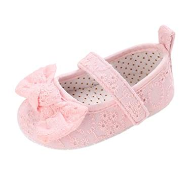 Imagem de Sapatos infantis primavera e verão para bebês meninas sola plana macia e clara cor sólida bonito laço vestido princesa, Vermelho, 0-6 meses