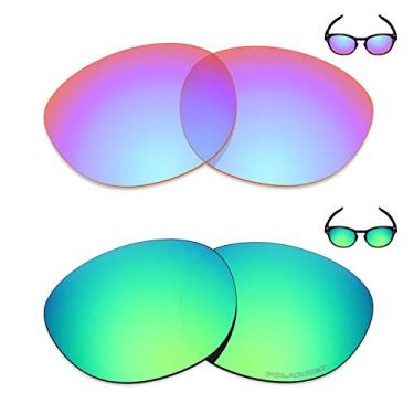 Imagem de Mryok+ 2 pares de lentes polarizadas de substituição para óculos de sol Oakley Latch – rosa cobalto/verde esmeralda