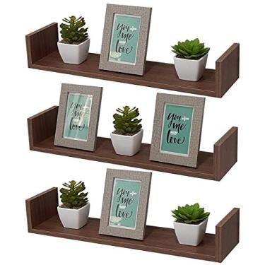 Imagem de Kit 3 Prateleiras U 100 x 15cm Nogal Suporte Invisível