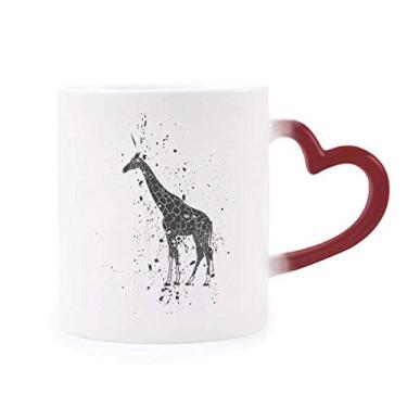 Imagem de Caneca de girafa mexicana simples preta e branca sensível ao calor Caneca vermelha que muda de cor
