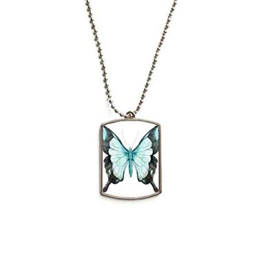 Imagem de DIYthinker Colar de aço inoxidável com pingente de borboleta com asas azuis para cães