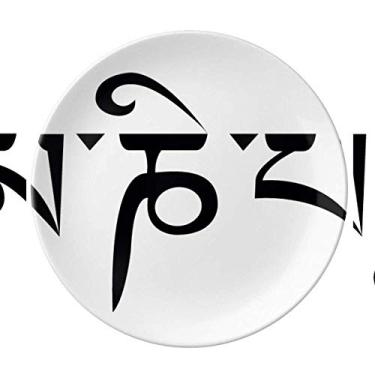 Imagem de Alfândega personagem sânscrito placa de palavras decorativa porcelana salver louça jantar