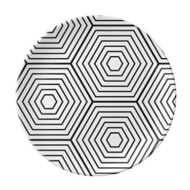 Imagem de Hexagon Line Art Grain Ilustration Pattern Plate Decorative Porcelain Salver Tableware Dinner Dish