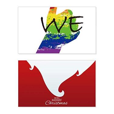 Imagem de LGBT Bandeira de arco-íris We Holiday Merry Christmas Cartões de parabéns Mensagem de Natal