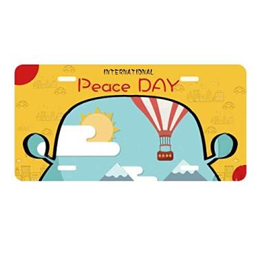 Imagem de DIYthinker Placa de carro com estampa de nuvem com balão de ar quente para decoração de carro Dia da Paz