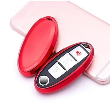 Imagem de SELIYA Capa de proteção para chave de carro de poliuretano termoplástico, adequada para Nissan Infiniti QX50 Q50L, acessórios de estilo de carro, A, vermelho