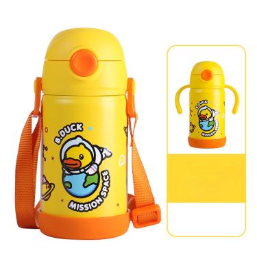 Imagem de B.Duck Little Yellow Duck infantil garrafa térmica para bebê canudo água copo alça de aperto dual-us