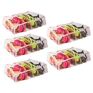 Imagem de Kit com 5 Colméia Organizadora Caixa Armazenamento GG com Viés para Sutiã Chinelo Sandálias Rasteirinhas Sapateira Material Reforçado Transparente Nizz Organizadores