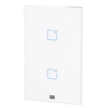 Imagem de Interruptor Touch Inteligente 2 Botoes WI-FI 10A + RF com Placa 4X2 WEG Home Branco.