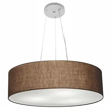 Imagem de Lustre Pendente Cilíndrico Cúpula Tecido 60x15 cm, Vivare Iluminação, Pendente4029 LC, Café, Grande