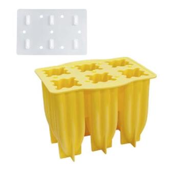Imagem de 6 furos de gelo para moldes de picolé moldes de silicone moldes de picolé de liberação fácil moldes de gelo doméstico para P moldes de sorvete de silicone