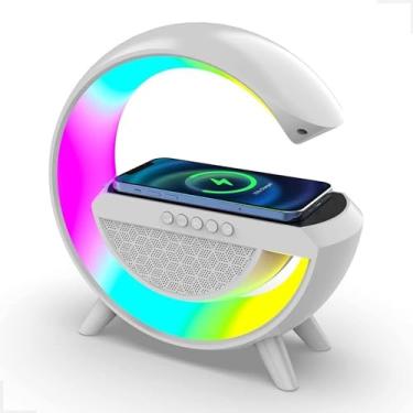 Imagem de Luminária Auto Falante G Speaker Led RGB Caixa De Som Inteligente Com Carregador De Celular Por Indução Sem Fio Auto Falante Smart Bluetooth