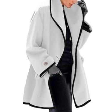 Imagem de Casaco De Lã Color Block Com Capuz Manga Longa Casaco De Lã Com Capuz Solto Para Mulheres (Color : D, Size : Small)