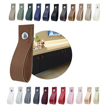 Imagem de Puxador Doko Parafuso para Móveis Armário Guarda Roupa Gaveta Porta Baús Caixas Bandeja Cesto Tábua - Cor Textura de Couro (Chocolate)