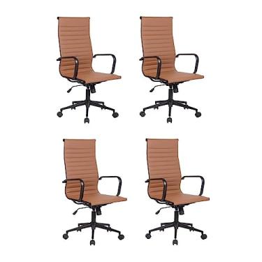 Imagem de Conjunto 4 Cadeiras de Escritório Presidente Sevilha Alta com Base Office Rivatti Marrom Escuro