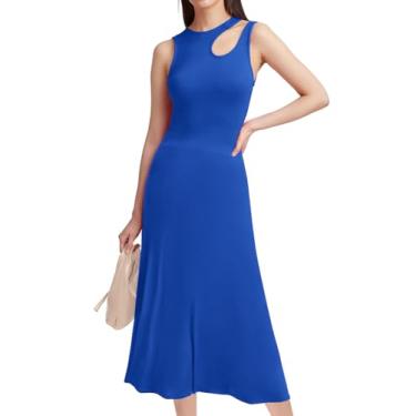 Imagem de MIHOLL Vestidos femininos de verão casual solto longo vestido de sol, Azul royal, G