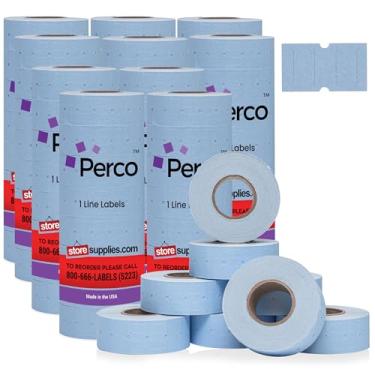Imagem de Perco 1 linha de etiquetas azuis – 80 rolos, 10 mangas, 80.000 etiquetas em branco preço e data para armas de data e preço de linha Perco 1 – Feito nos EUA