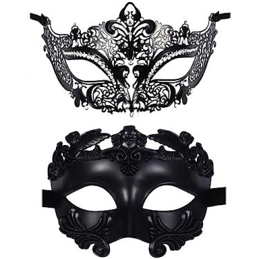 Imagem de Vtrem 2 Pcs Masquerade Mask for Couple Black Roman Greek Mythological Ventian Women Men Ball Mask For Party Cosplay Halloween